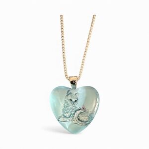Heart-Shaped Cat Pendant Necklace
